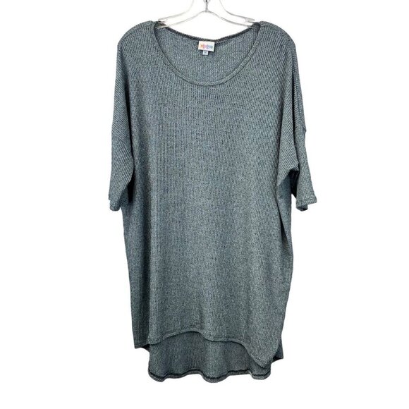 LulaRoe Women’s 3/4 Sleeve Scoop Neck Ribbed Dress Silver Hi-Low Medium - Picture 1 of 8